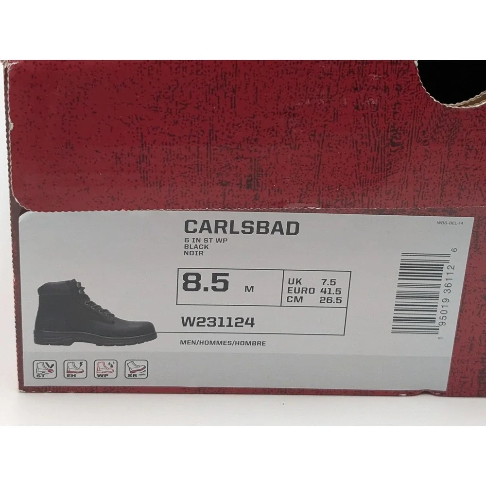 Wolverine Work Boots Mens 8.5 Black Carlsbad Steel Toe Waterproof W231124 Rugged
